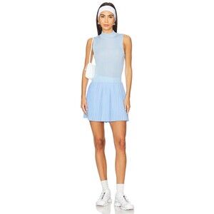 Malbon Woman Olivia Pleated Mockneck Dress Sz 10 Blue Ice Melt